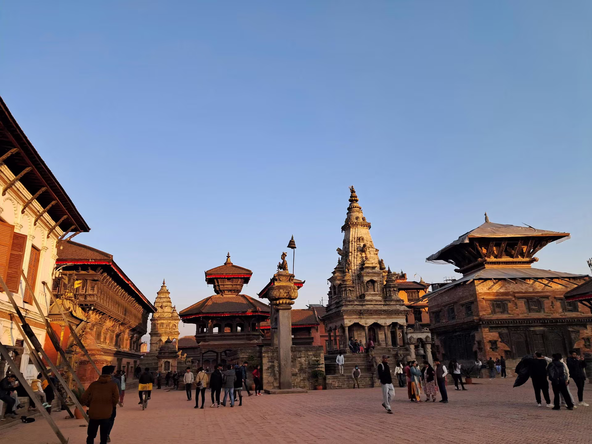Bhaktapur Durbar Square's temples and brick courtyards